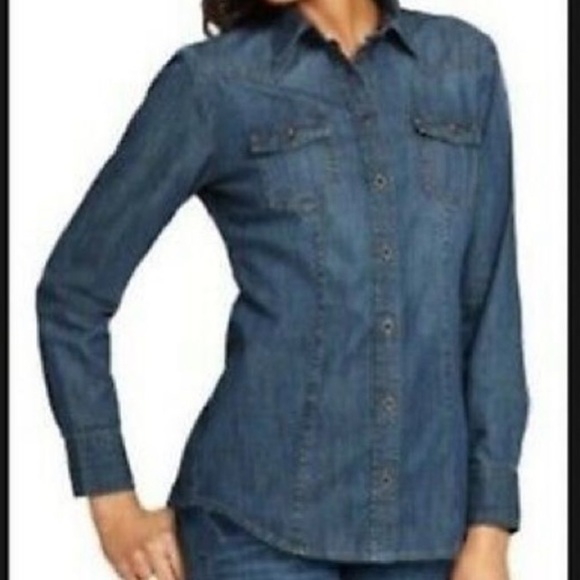 CAbi Tops - CAbi McQueen Denim Button Down Shirt sz M